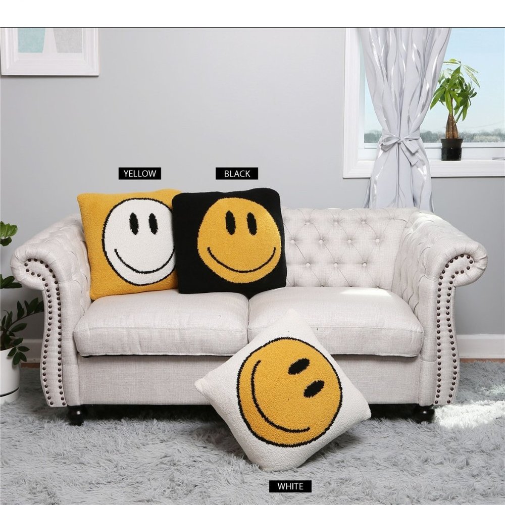 P/S Happy Face Print Cushion Cover! Luxury Soft Couch Pillow Cover·ComfyLuxe